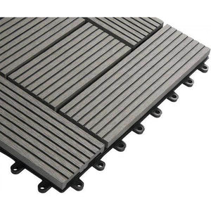 22er-Set WPC Terrassenfliese, Bodenbelag für Terrasse hellgrau