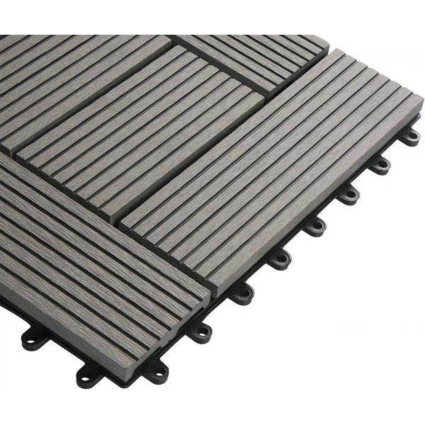 22er-Set WPC Terrassenfliese, Bodenbelag für Terrasse hellgrau