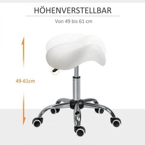 Sattelhocker Drehstuhl Drehhocker Rollhocker Kosmetikhocker gepolstert höhenverstellbar weiss