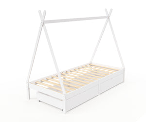 Kinderbett Tipi TENDA mit Schubladen weiss