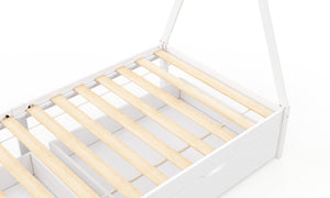 Kinderbett Tipi TENDA mit Schubladen weiss