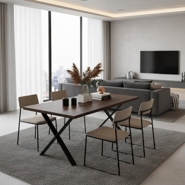 Tischgestell Stahl X-Form 80 x 71 cm 2er Set schwarz
