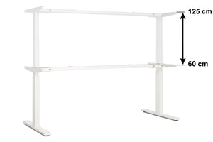 Bureau assis-debout électrique, gris/blanc, 180 x 90 cm