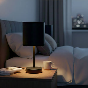 Tischlampe mit Stoffschirm schwarz