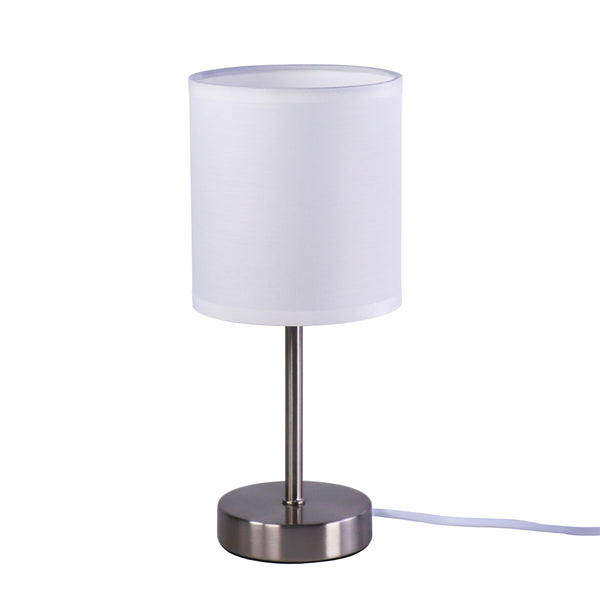 Tischlampe mit Stoffschirm weiss