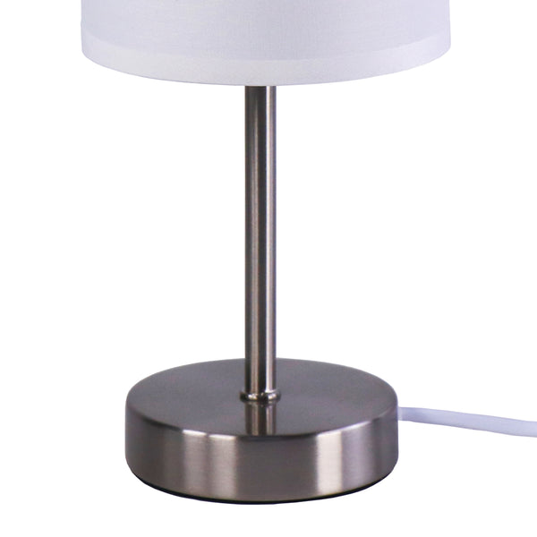 Tischlampe mit Stoffschirm weiss