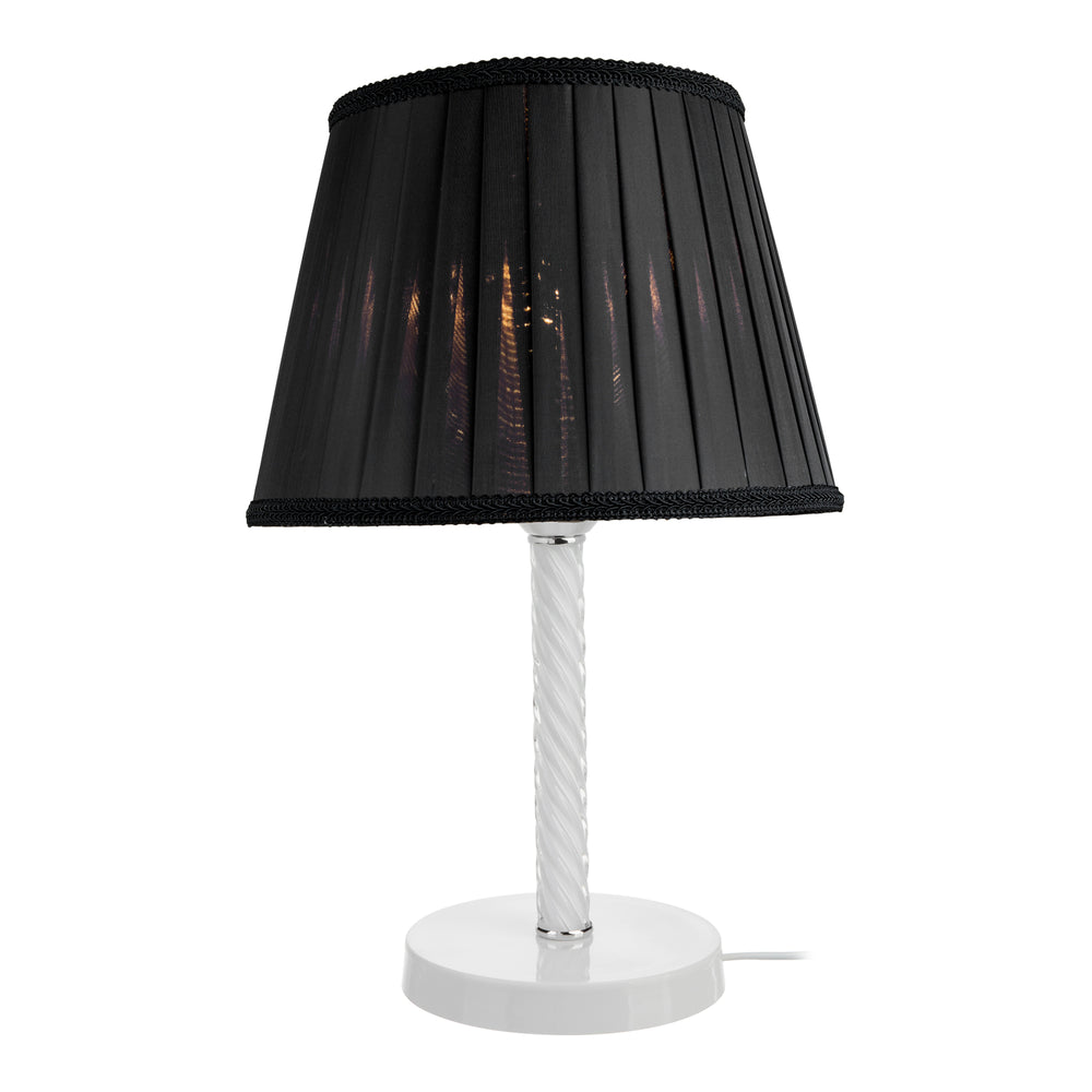 Lampada da tavolo Kilbride E27 Metallo Vetro Tessuto Bianco Nero