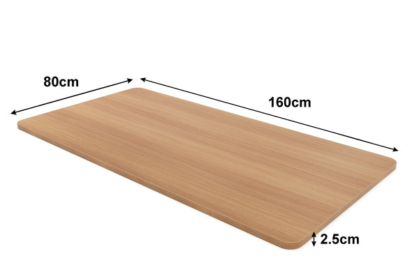Plateau pour bureau assis-debout, marron clair, 160 x 80 cm