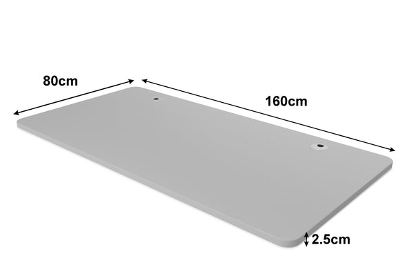 Tabletop standing desk with cable management, grey, 160 x 80 cm