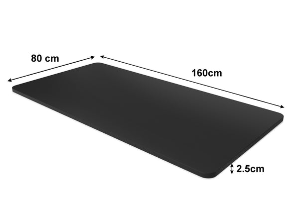 Tabletop for standing desk, black, 160 x 80 cm