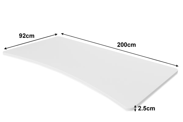 Plateau pour bureau assis-debout, blanc, 200 x 92 cm