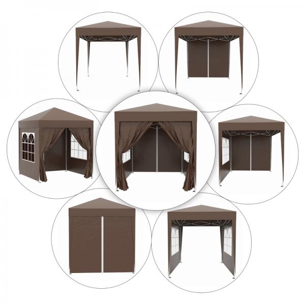 Faltpavillon, Schnellaufbau, 4 Seitenwände, 2 grosse Fenster, Stahlrahmen, schwarz, 2x2m