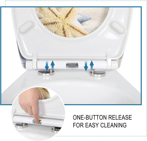 Toilettendeckel mit Absenkautomatik Premium WC Sitz Klobrille Gelber Seestern