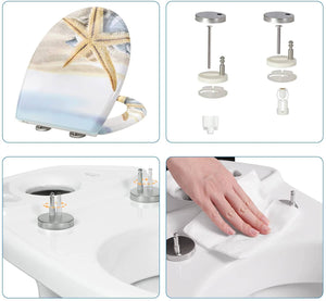 Toilettendeckel mit Absenkautomatik Premium WC Sitz Klobrille Gelber Seestern