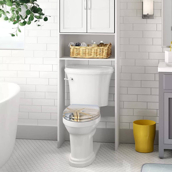 Toilettendeckel mit Absenkautomatik Premium WC Sitz Klobrille Gelber Seestern
