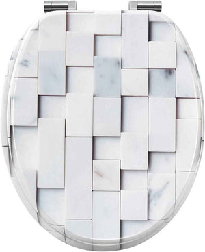 Toilettendeckel mit Absenkautomatik, WC Sitz O Form, aus MDF, Mosaik