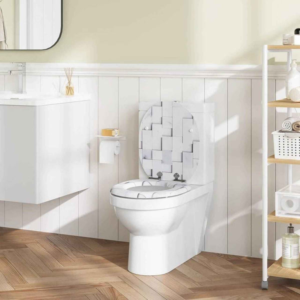 Toilettendeckel mit Absenkautomatik, WC Sitz O Form, aus MDF, Mosaik