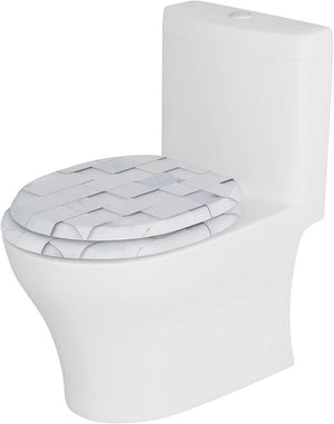 Toilettendeckel mit Absenkautomatik, WC Sitz O Form, aus MDF, Mosaik