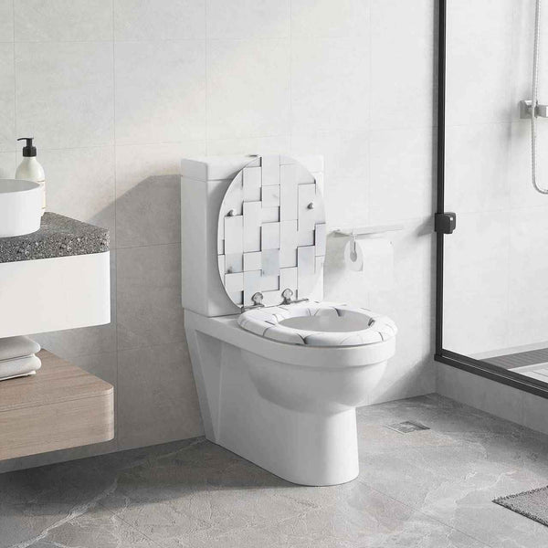 Toilettendeckel mit Absenkautomatik, WC Sitz O Form, aus MDF, Mosaik