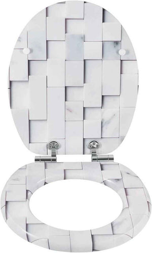 Toilettendeckel mit Absenkautomatik, WC Sitz O Form, aus MDF, Mosaik