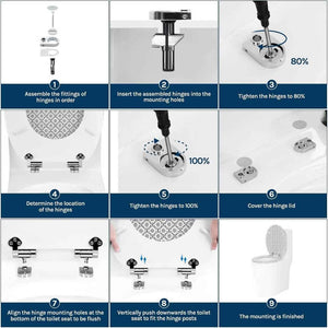Toilettendeckel mit Absenkautomatik, WC Sitz Quick-Release, O Form, MDF