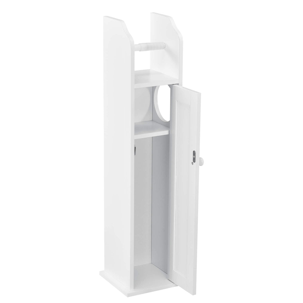 Porta carta igienica, mensola da bagno con contenitore, Falkenberg, 78x20x18 cm, bianco 