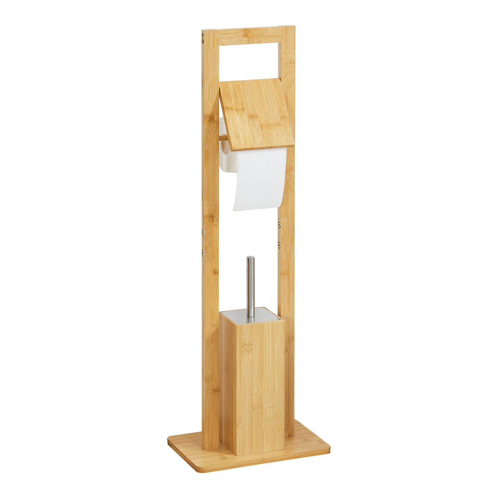 Set da toilette Västeras porta carta igienica con scopino in bambù