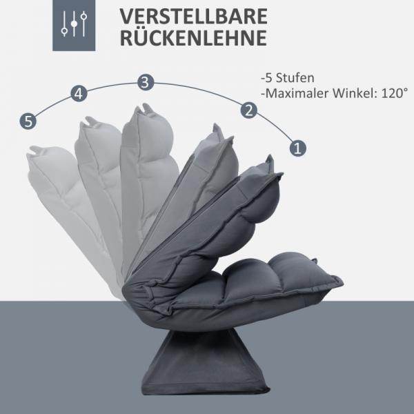 Sessel, drehbarer Sitz, neigbare Rücklehne, weiche Polsterung, atmungsaktiver Bezug, Dunkelgrau, 62 x 62 x 95cm