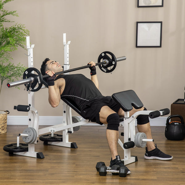 Trainingsbank Hantelbank mit Beinpresse und Hantelablage