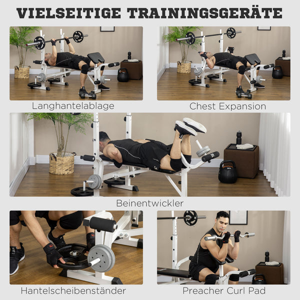 Trainingsbank Hantelbank mit Beinpresse und Hantelablage