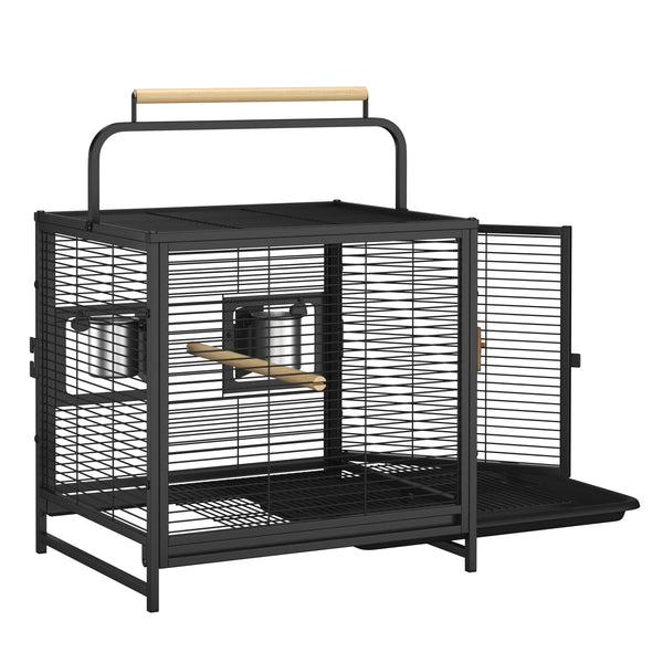 Transportkäfig für Vögel 48 x 38 x 67 cm schwarz