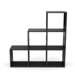 Treppenregal Raumteiler NASIR 6 Fächer schwarz