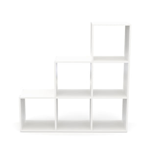 Treppenregal Raumteiler NASIR 6 Fächer weiss