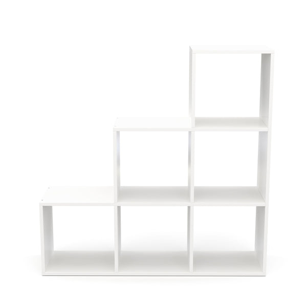 Treppenregal Raumteiler NASIR 6 Fächer weiss
