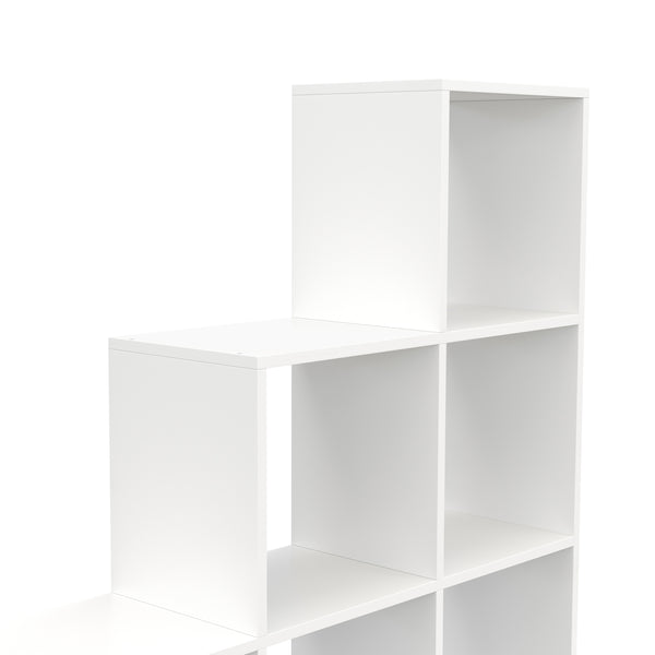 Treppenregal Raumteiler OMAR 10 Fächer weiss
