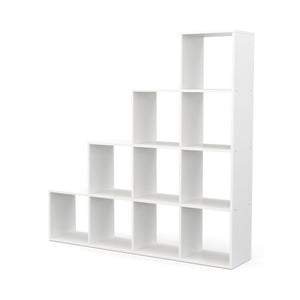 Treppenregal Raumteiler OMAR 10 Fächer weiss