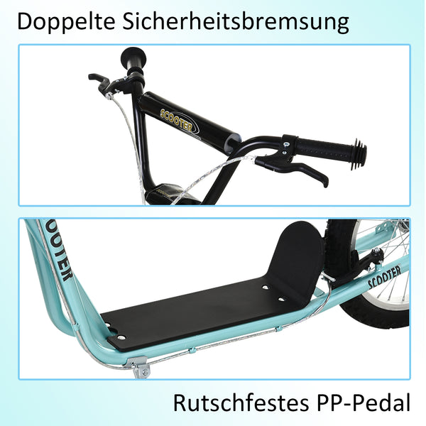 Trottinett Scooter Kickboard Kindertrotti 16 Zoll Luftreifen blau