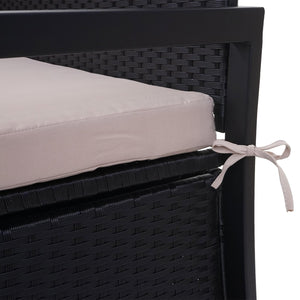 Truhenbank Rattan JAM-F39 3 Sitzer anthrazit Kissen beige