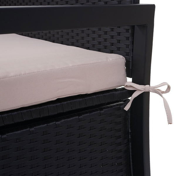 Truhenbank Rattan JAM-F39 3 Sitzer anthrazit Kissen beige