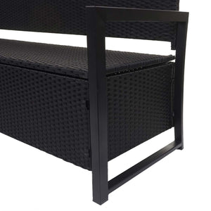 Truhenbank Rattan JAM-F39 3 Sitzer anthrazit Kissen bordeaux