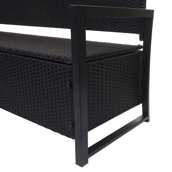 Truhenbank Rattan JAM-F39 3 Sitzer anthrazit Kissen bordeaux