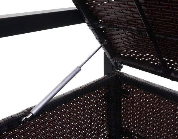Truhenbank Rattan JAM-F39 3 Sitzer braun Kissen schwarz