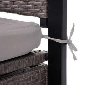 Truhenbank Rattan JAM-F39 3 Sitzer grau-meliert Kissen beige