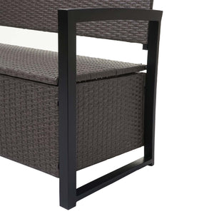 Truhenbank Rattan JAM-F39 3 Sitzer grau-meliert Kissen grün