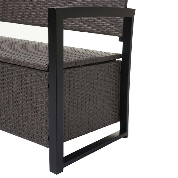 Truhenbank Rattan JAM-F39 3 Sitzer grau-meliert Kissen grün