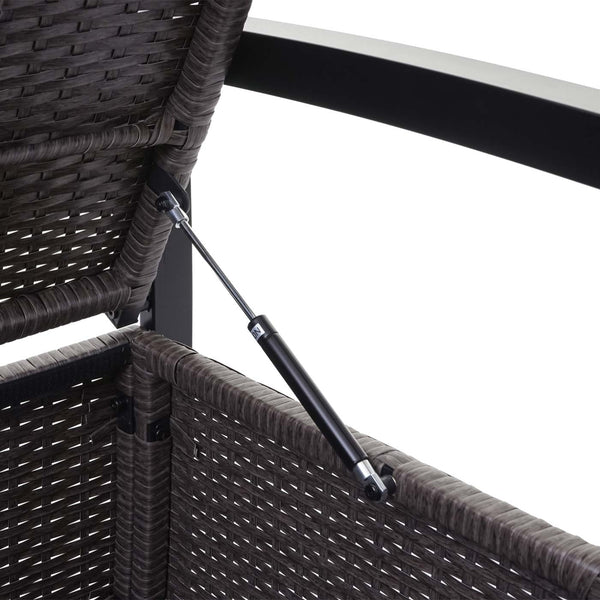 Truhenbank Rattan JAM-F39 3 Sitzer grau-meliert Kissen grün