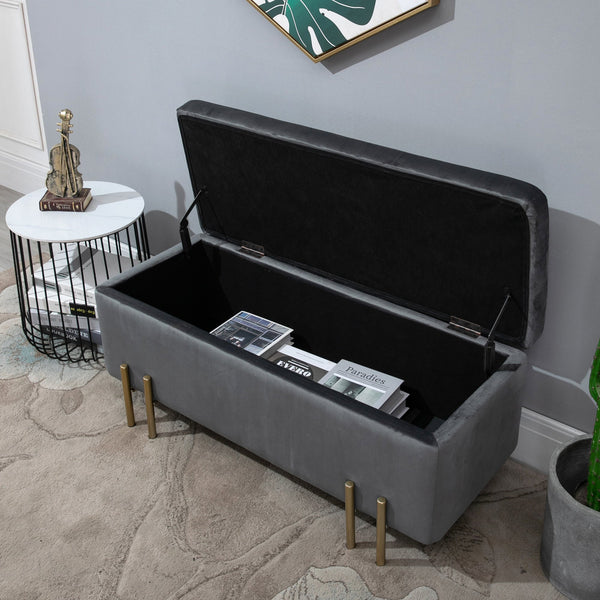 Truhenbank Sitzbank mit Stauraum Dunkelgrau 100cm