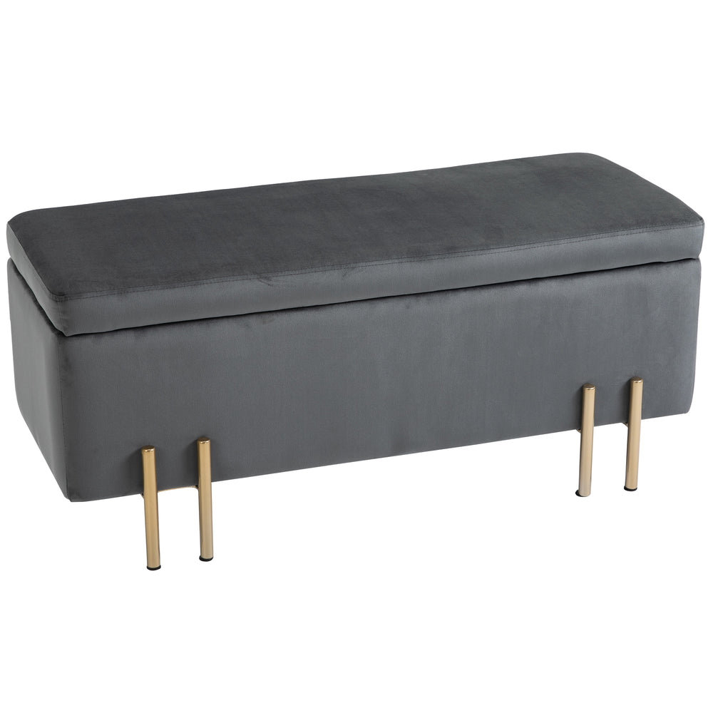Panca contenitore, panca con spazio contenitore, grigio scuro, 100 cm