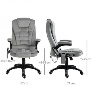 Bürostuhl mit Massagefunktion, höhenverstellbarer Chefsessel, ergonomischer Drehstuhl, PU-Räder, Grau