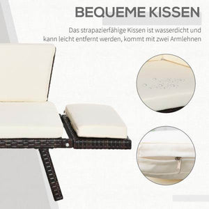2er Gartensofa Loungesofa Gartenbank aufklappbar Armlehne Polyrattan Braun